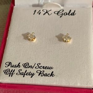 Kids 14K Gold-Zirconia fr. Swarovski Stud Earrings